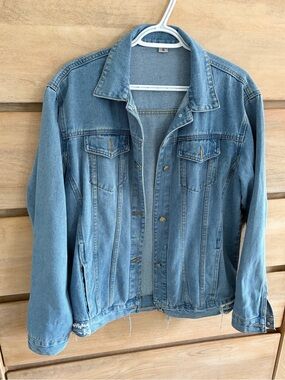 Saukiee Oversized Distress Boyfriend Jean Jacket
